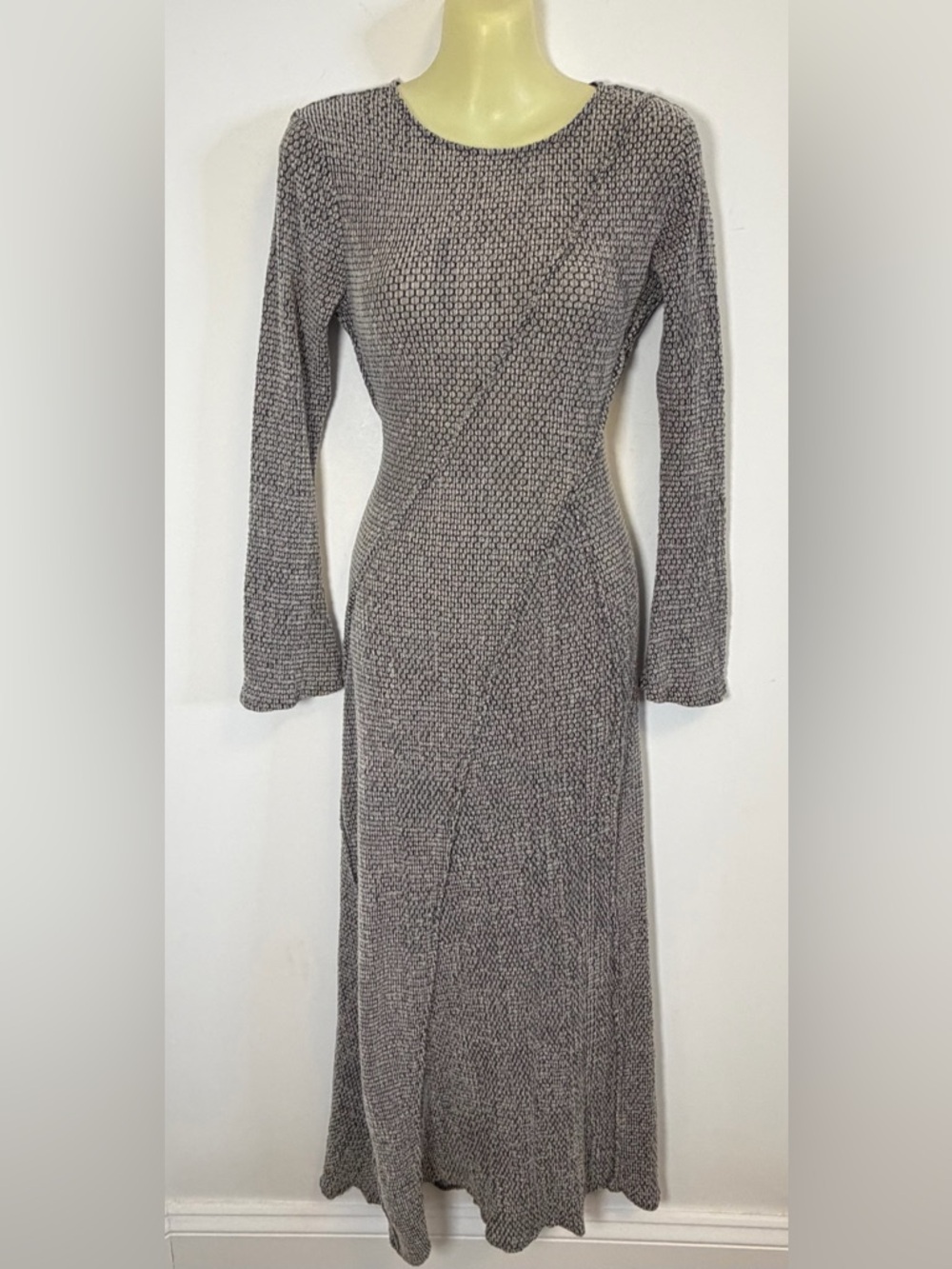 Zara Long Sleeve Gray Knit Maxi Dress